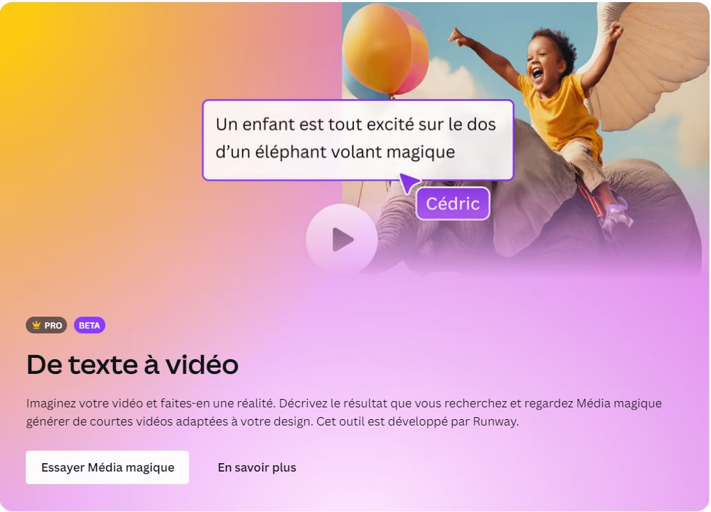 Canva magique texte à vidéo